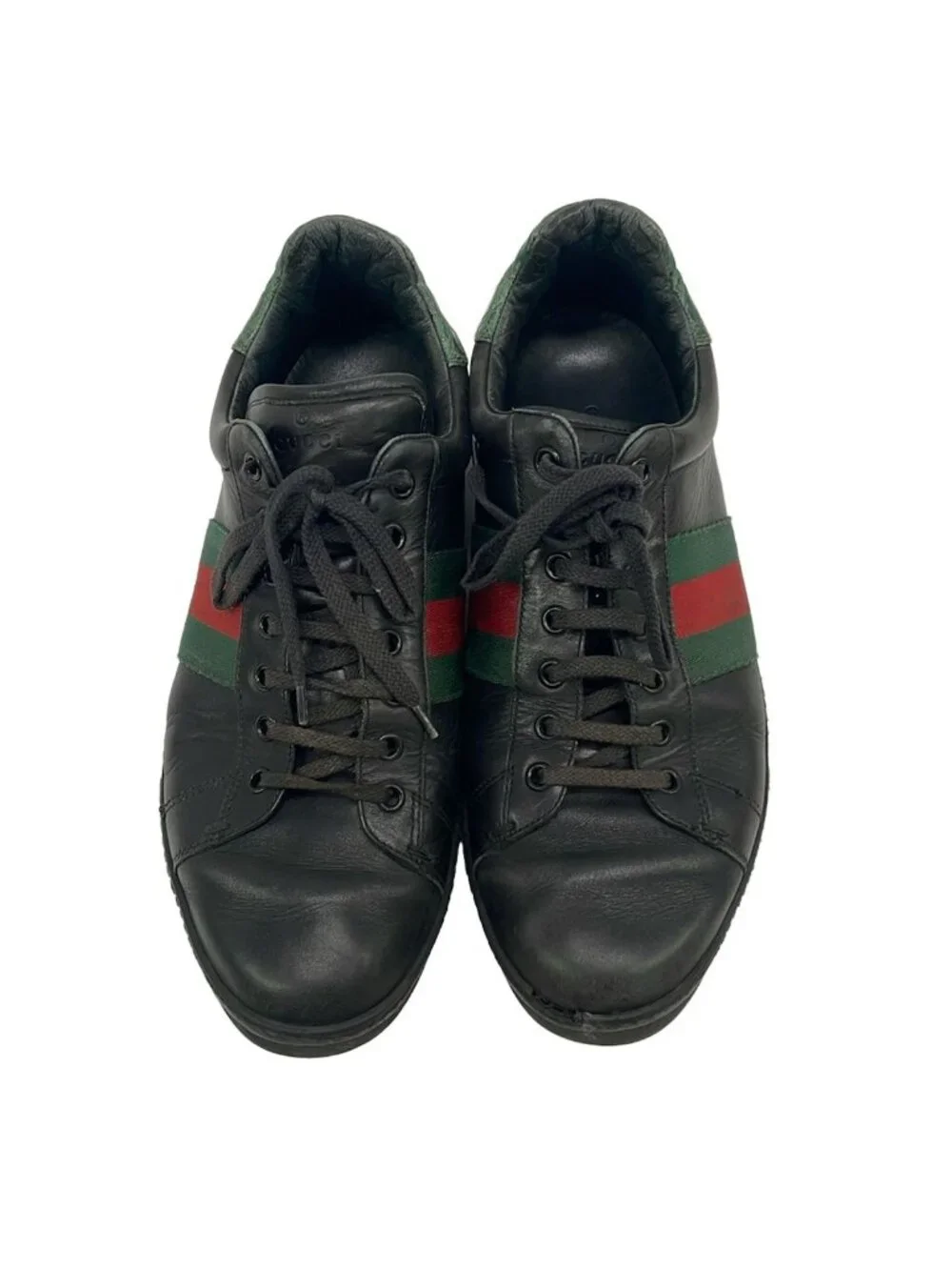 Gucci Sneakers Black Dark Green Red Embossed Leather